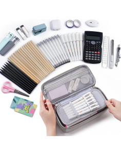 Estuche Grande WEMATE para Lápices 22.86x10.92cm Gris Claro 2