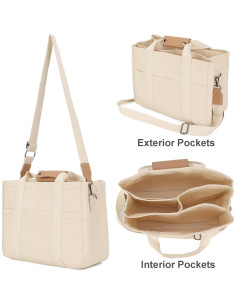 Bolsa Tote de Lona Ligera para Mujeres con Bolsillos 2