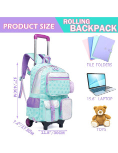Mochila Rodante Meetbelify Verde para Niñas 10L con Ruedas 2