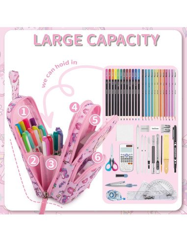 Estuche Grande de Lápices BERRYRIZZ Rosa Organizador Escolar