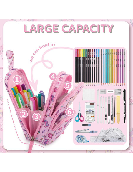 Estuche Grande de Lápices BERRYRIZZ Rosa Organizador Escolar