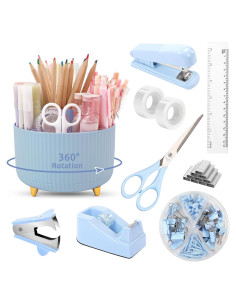 Set de Oficina 10 Piezas Gorsbark Soporte Rotatorio Azul