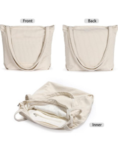 Bolsa Tote de Corduroy WantGor para Mujeres, Grande, Beige 2