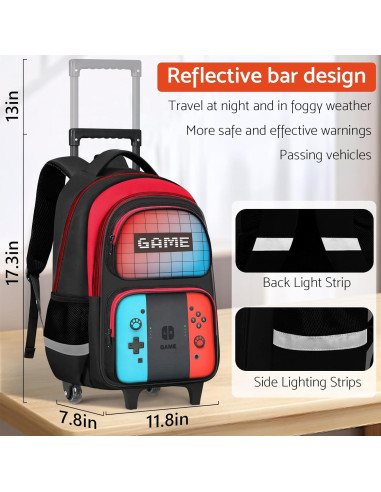 Mochila Rodante Gamer HFHTDC 44x19.8x30 cm para Niños