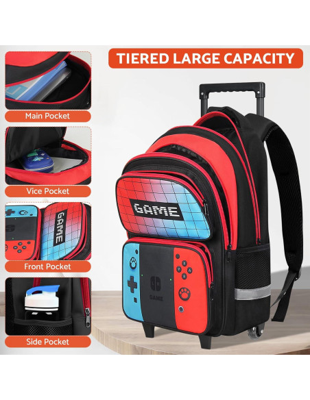 Mochila Rodante Gamer HFHTDC 44x19.8x30 cm para Niños