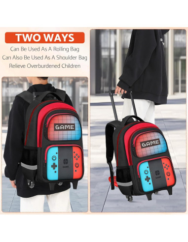 Mochila Rodante Gamer HFHTDC 44x19.8x30 cm para Niños