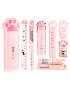 Conjunto de Papelería Kawaii PANDENNER - 10 Piezas Rosa
