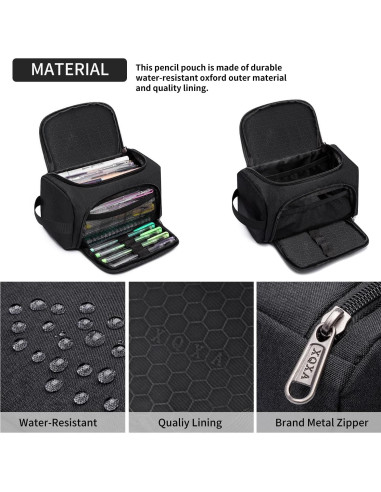 Estuche para Lápices XQXA Negro Gran Capacidad 22x12cm