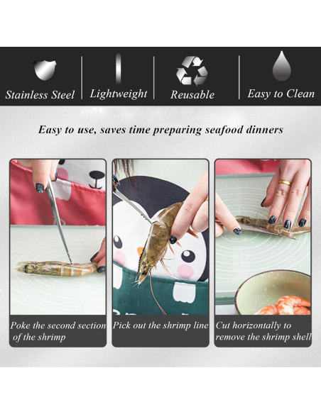 Herramienta Desvenadora de Camarones LXLVOUEG Acero Inoxidable