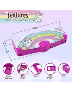 Estuche de Lápices Unicornio IPIDIPI TOYS 5 Botones Pop Up 2