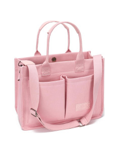 Bolsa Tote de Lona Rosa ZHMO 36x15x27cm Gran Capacidad
