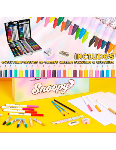 Kit de Dibujo Snoopy Peanuts 150 Piezas para Niños