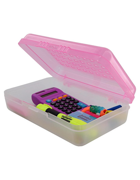 Caja de lápices Enday Rosa 21x13x6 cm con cierre a presión