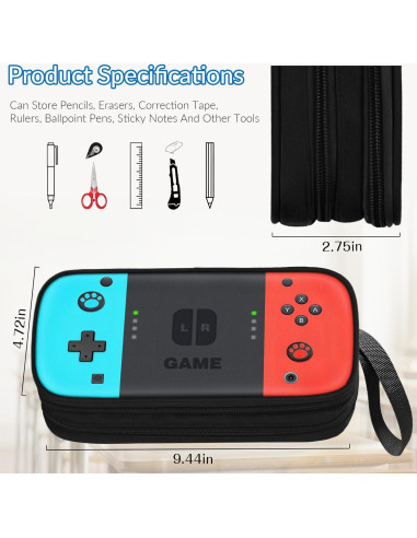 Estuche Grande TILYTADLY para Niños - 2,01L - Rojo y Azul