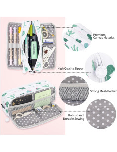 Estuche de Lápices Angoobaby Grande 3 Compartimentos Verde 2