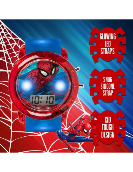 Reloj Digital Marvel Spider-Man LED Niños - Correa Ajustable