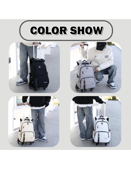 Mochila Rodante Escolar Niños 6 Ruedas 35L Negra