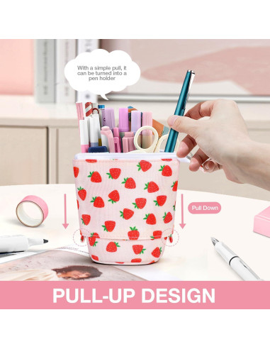 Estuche de Lápices Kawaii Bonito 17.78x12.95 cm Fresa