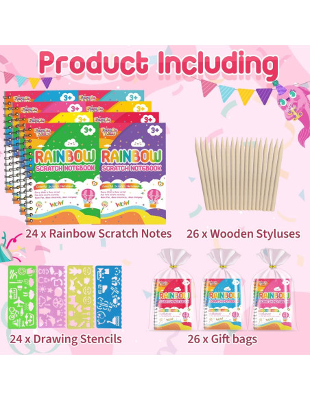 Cuadernos de Scratch Arcoíris Feredo Kids - 24 Piezas