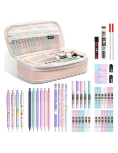 Nicpro Estuche Escolar 47PCS Lápices Mecánicos Pastel