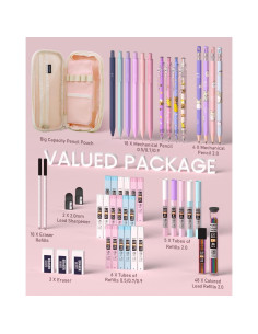 Nicpro Estuche Escolar 47PCS Lápices Mecánicos Pastel 2