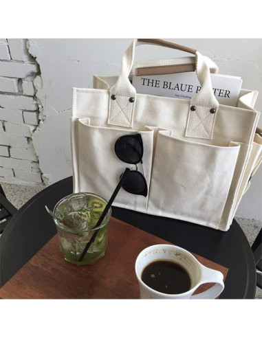 Bolsa de Lona GIGIFULL Grande Multifuncional Blanca