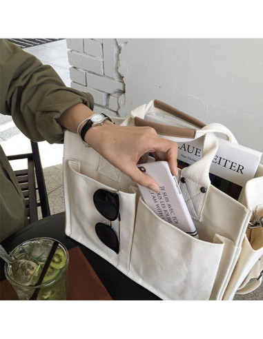 Bolsa de Lona GIGIFULL Grande Multifuncional Blanca