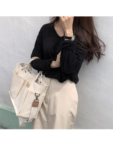 Bolsa de Lona GIGIFULL Grande Multifuncional Blanca