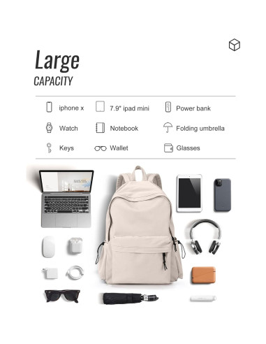 Mochila Blanca Impermeable Unisex 46x32x14 cm 24L