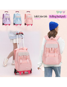 Mochila Rodante Rosa para Niñas 28L con 6 Ruedas 2
