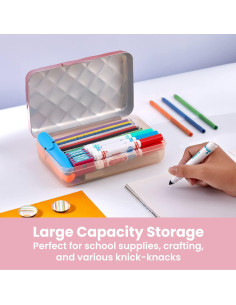 Estuche Académico Amax Oro Rosa Caja Dura para Lápices 2