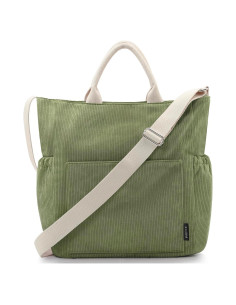 Bolso Tote Prite Verde de Pana Grande para Mujeres