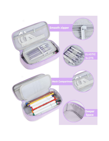 Estuche de Lápices YOKUMA Lila Gran Capacidad 23x12 cm