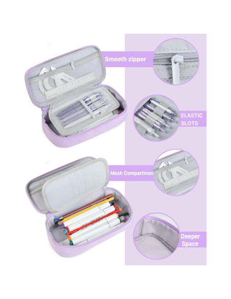 Estuche de Lápices YOKUMA Lila Gran Capacidad 23x12 cm