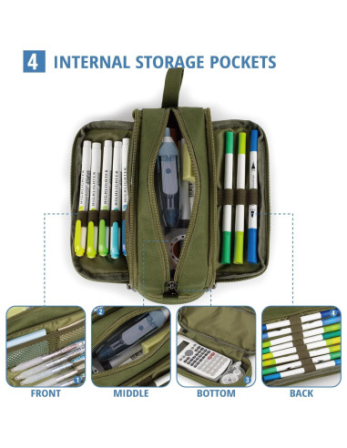 Estuche Táctico Atripack Verde 4 Compartimentos 31.8x22.5cm