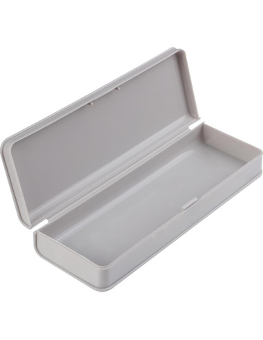 Caja de lápices HIEALO gris, estuche plástico 19.8x6.6 cm