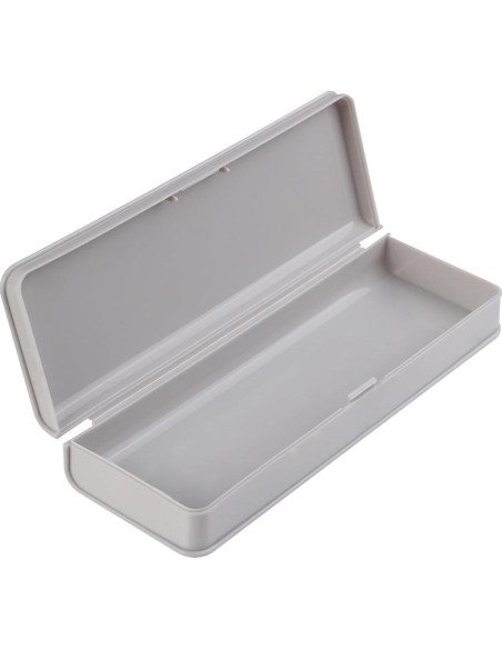 Caja de lápices HIEALO gris, estuche plástico 19.8x6.6 cm
