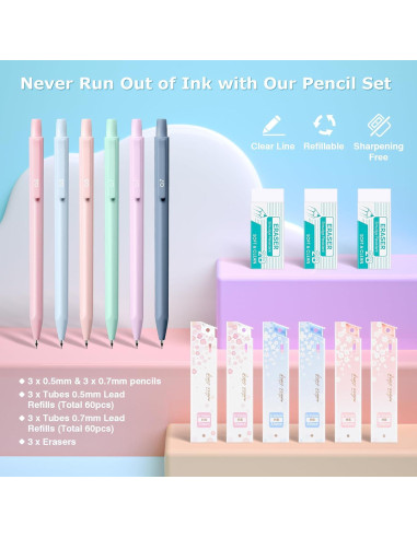 Set de Papelería Asten con 12 Marcadores y 5 Bolígrafos