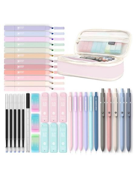 Set Escolar Cuatro Caramelos Rosa 39 Piezas con Estuche Set Escolar Cuatro Caramelos Rosa 39 Piezas con Estuche