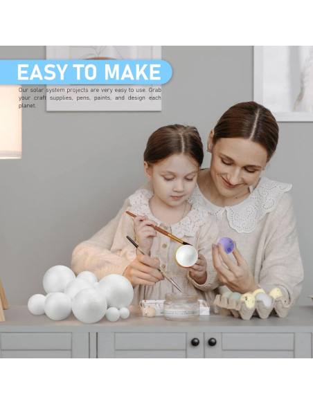 Kit Proyecto Sistema Solar Fansunta - 14 Esferas Poliestireno y 10 Palos Bambú 24 cm