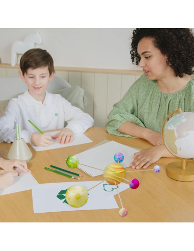 Kit Proyecto Sistema Solar Fansunta - 14 Esferas Poliestireno y 10 Palos Bambú 24 cm