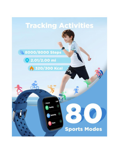 Reloj Inteligente BIGGERFIVE para Niños 1.8" IP68 Azul
