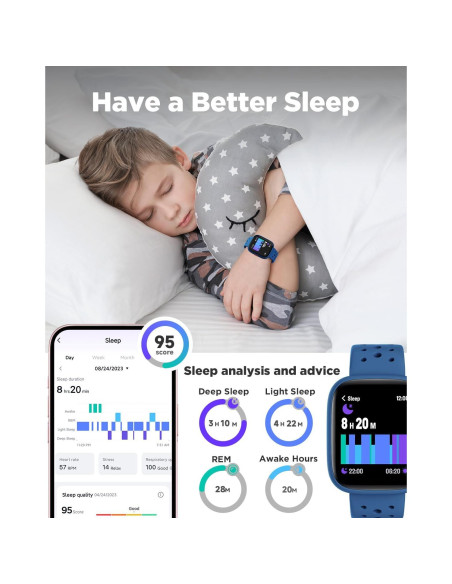 Reloj Inteligente BIGGERFIVE para Niños 1.8" IP68 Azul