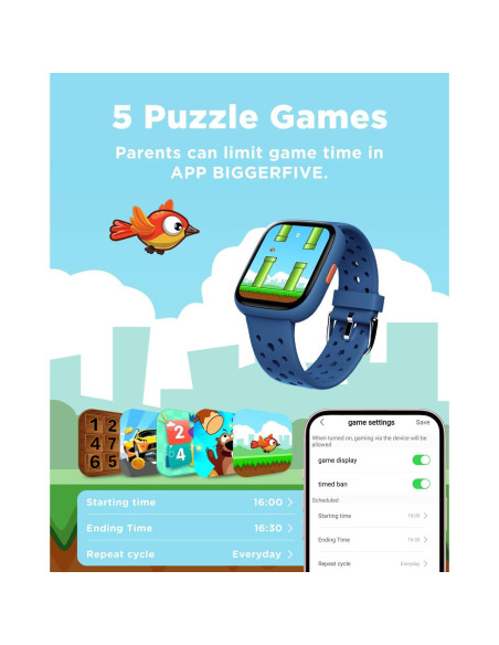 Reloj Inteligente BIGGERFIVE para Niños 1.8" IP68 Azul