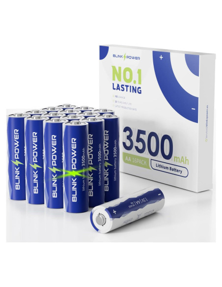 Baterías de Litio AA Blinkspower 16 Piezas 3500mAh No Recargables