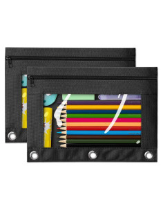 Estuche de Lápices V-Opitos Negro 2p con Ventana Transparente