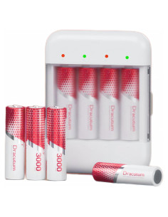 Paquete 8 Baterías Recargables AA Dracutum 3000mWh Cargador