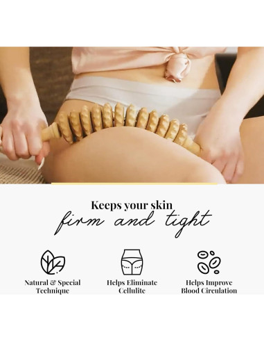 Rodillo de Masaje Tuuli de Madera para Cintura y Muslo