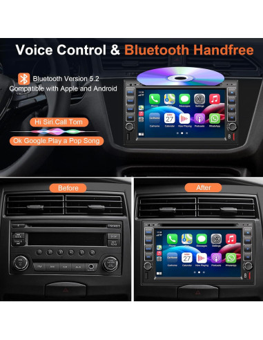 Estéreo de Coche Doble Din Inexaccessories 7" Bluetooth Carplay