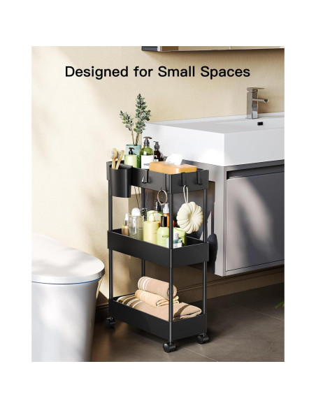 Carro de Almacenamiento Slim Pipishell 3 Niveles Negro